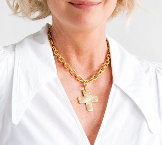 Susan Shaw Gold Solid Cross Necklace