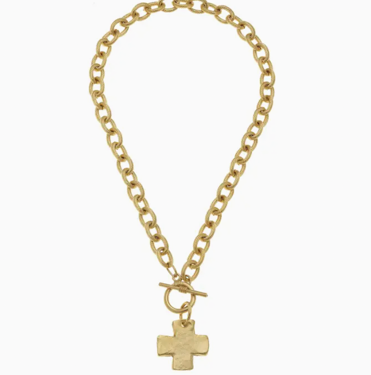 Susan Shaw Gold Cross Toggle Necklace