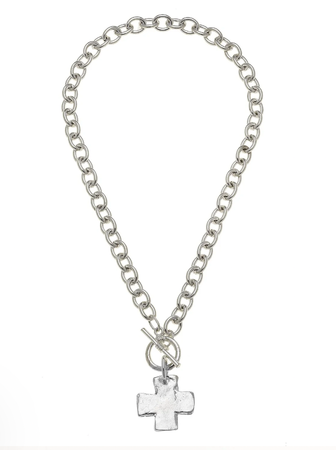 Susan Shaw Silver Cross Toggle Necklace