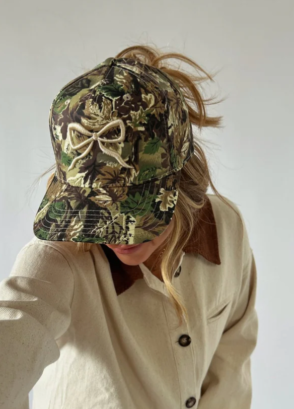 Cream Bow Camo Cap