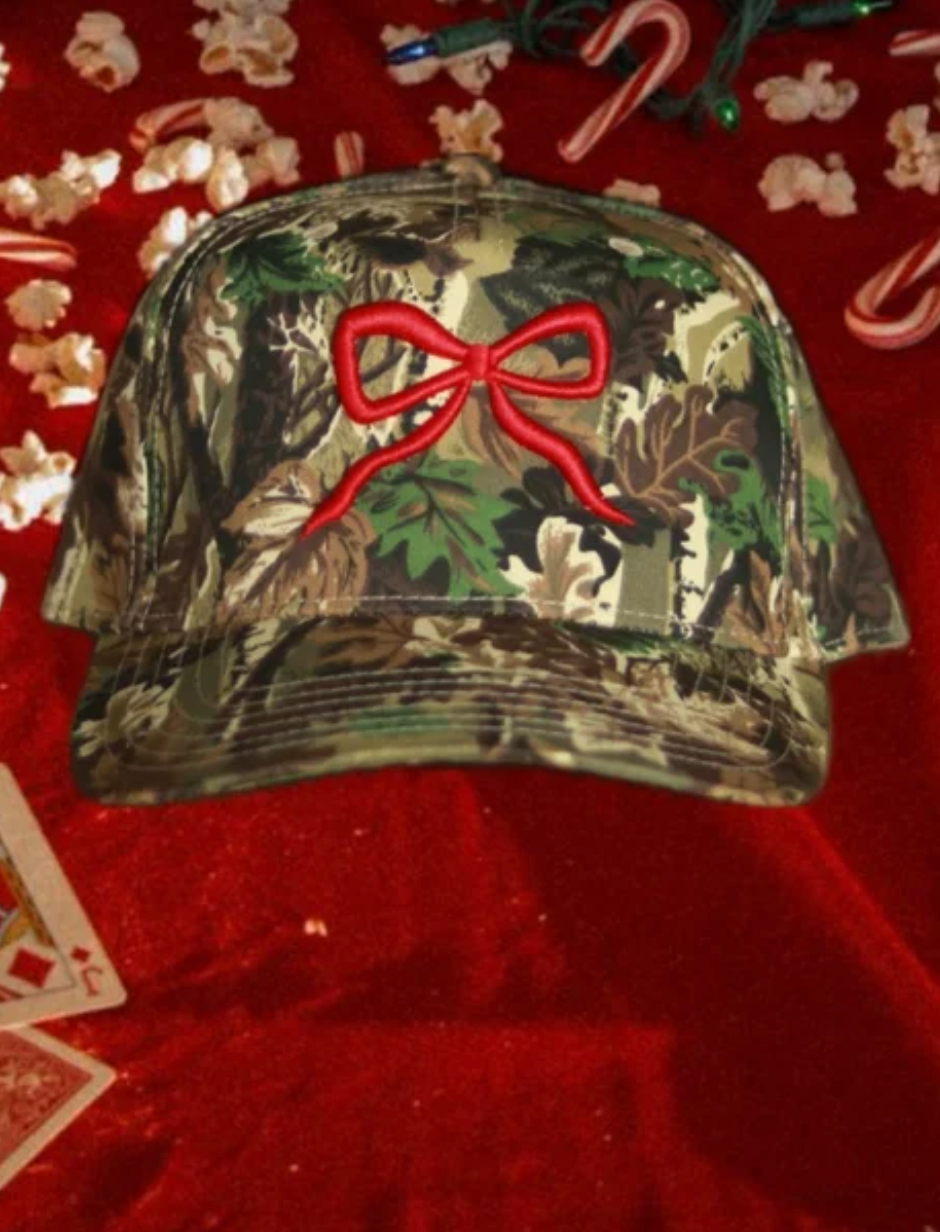 Red Bow Camo Cap