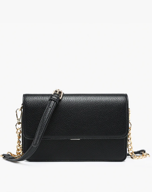 Lauryn Push-Lock Black Crossbody