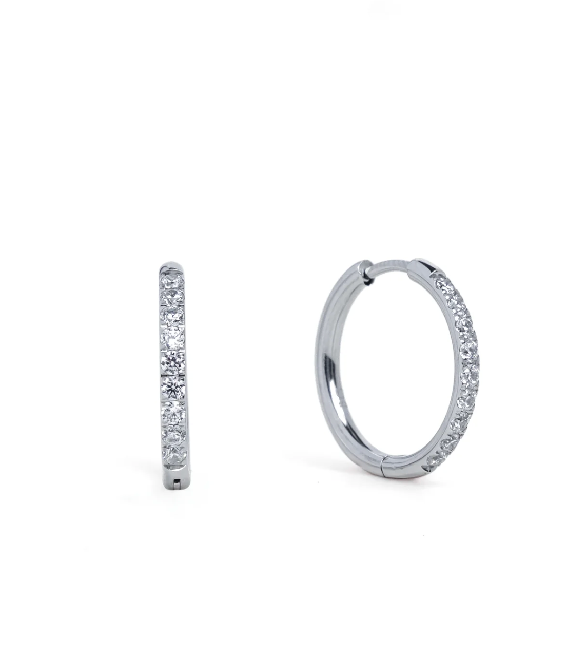 Brenda Grands 18mm Silver Diamond Hoops