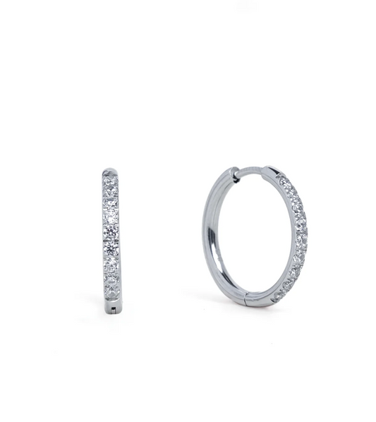 Brenda Grands 18mm Silver Diamond Hoops