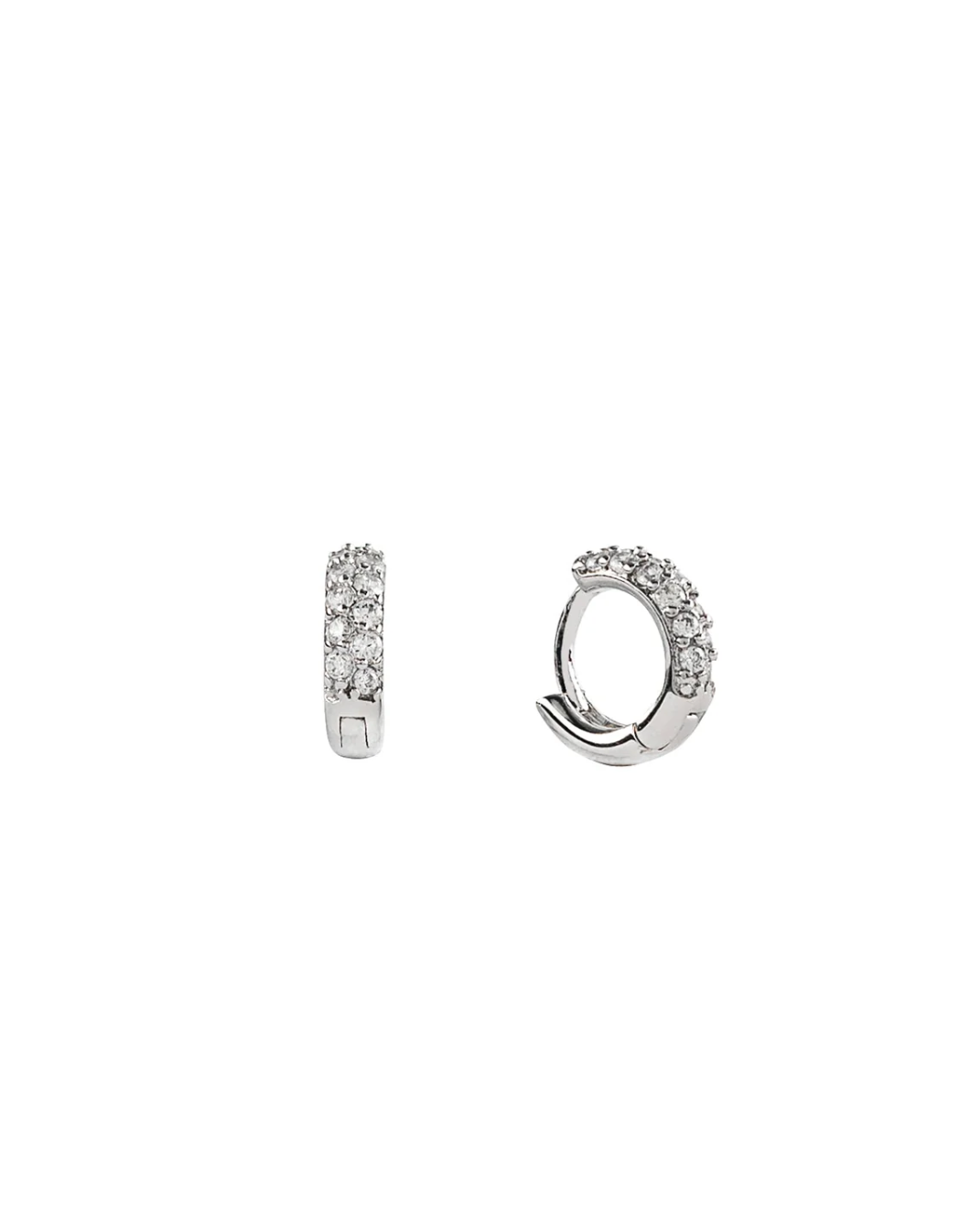 Brenda Grands Silver Diamond Huggie Earrings
