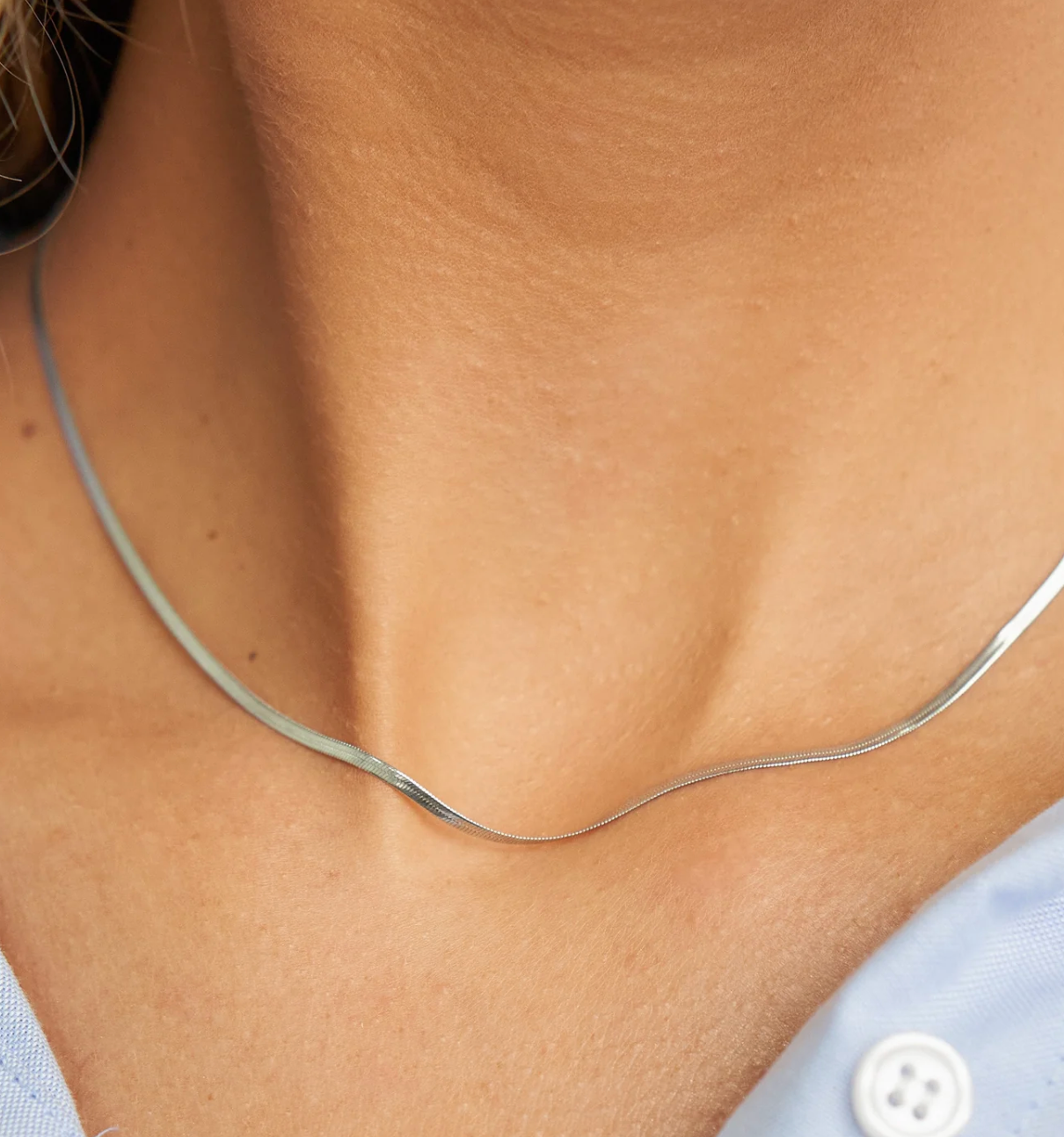 Brenda Grands Silver Micro Herringbone Necklace