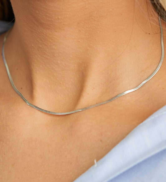 Brenda Grands Silver Micro Herringbone Necklace