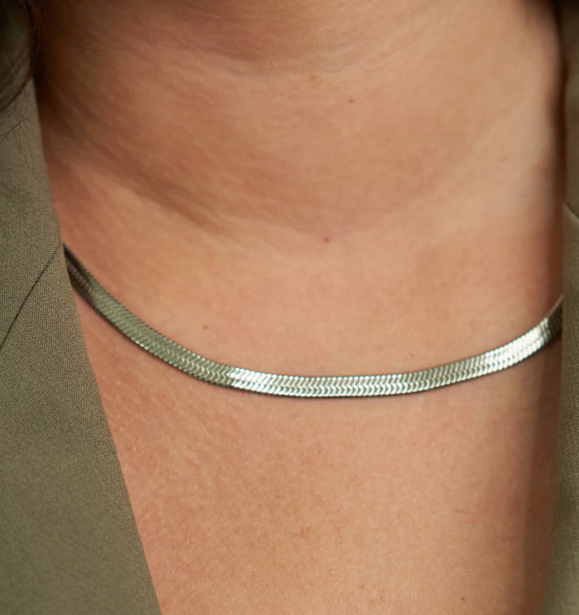 Brenda Grands Silver Herringbone Necklace