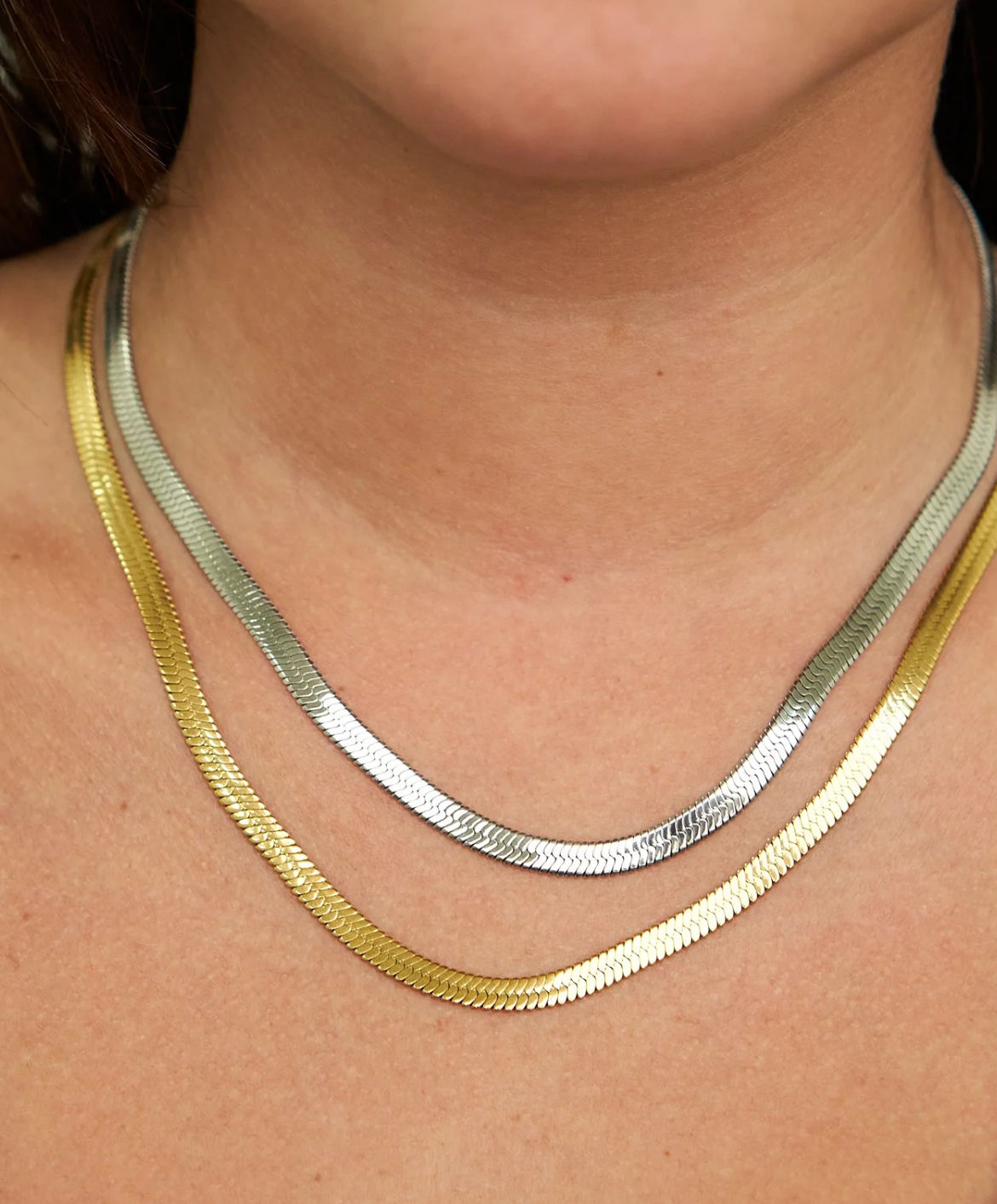 Brenda Grands Silver Herringbone Necklace