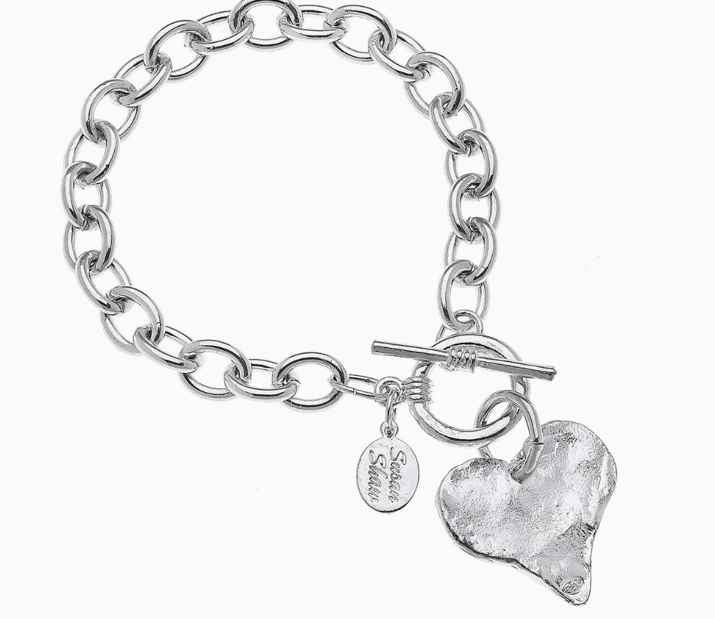 Susan Shaw Silver Heart Chain Bracelet