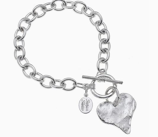Susan Shaw Silver Heart Chain Bracelet