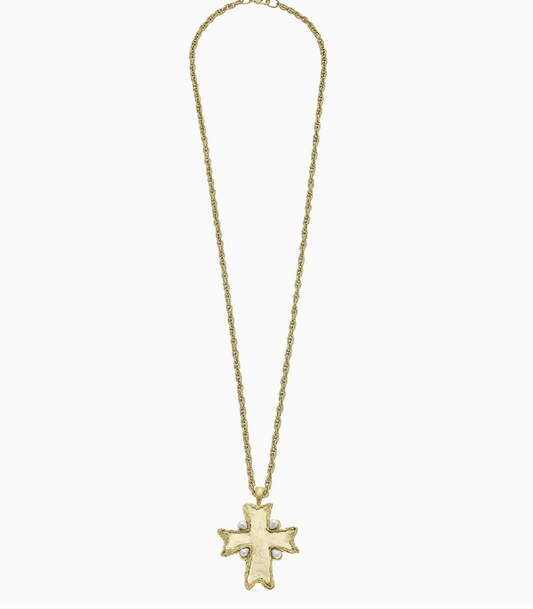 Susan Shaw Gold Long Flare Cross Necklace