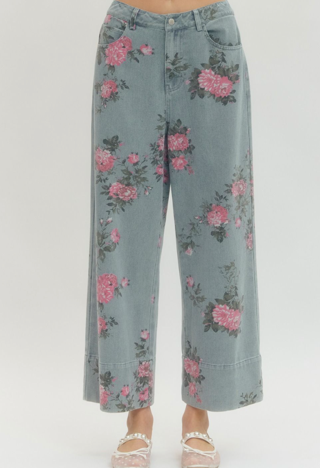 Focus On Floral Denim Pants