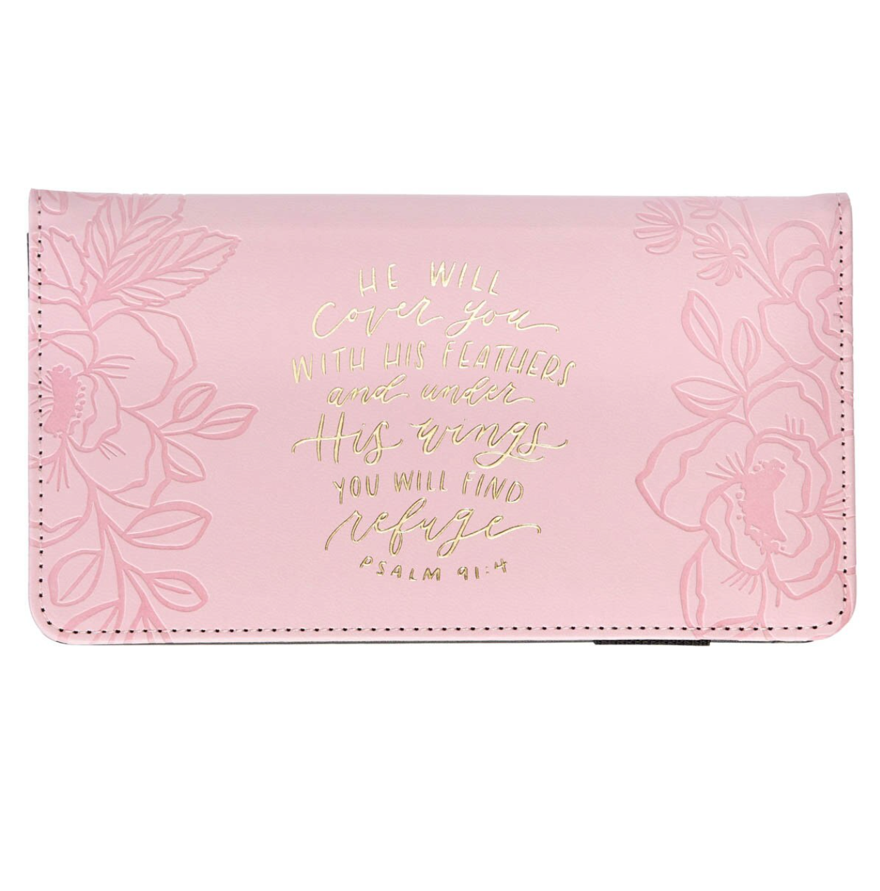 Under His Wings Pink Faux Leather Checkbook Wallet