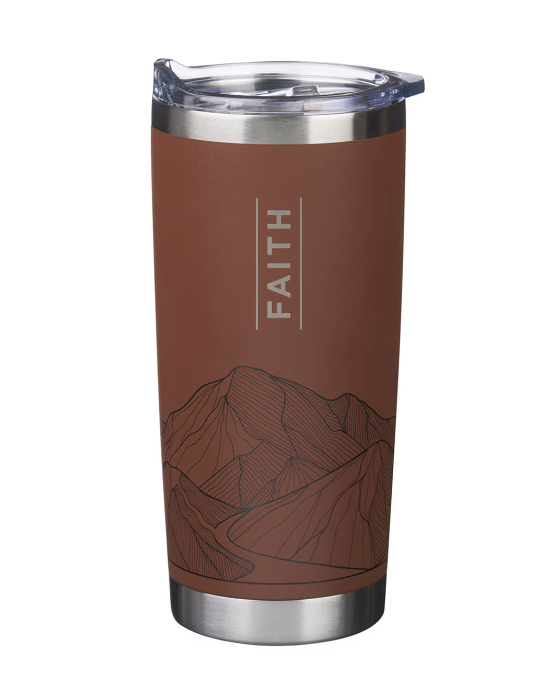 Faith Mountains Brown Travel Tumbler