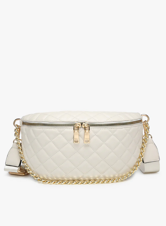 Sylvie Quilted Belt Bag in Bone