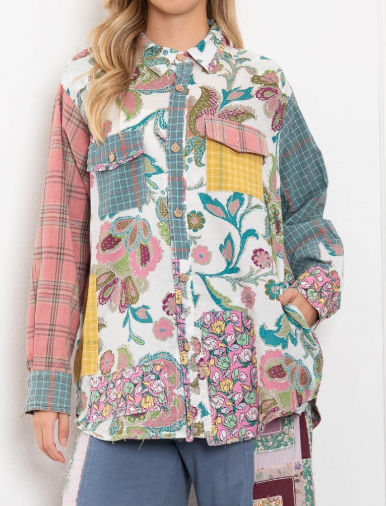 Patterns and Patchwork Multi-Colored Top