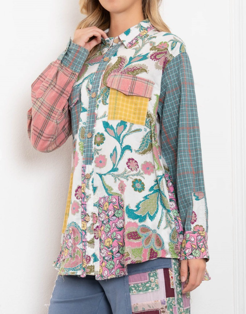 Patterns and Patchwork Multi-Colored Top