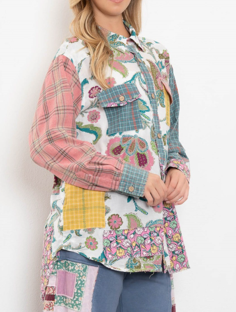 Patterns and Patchwork Multi-Colored Top