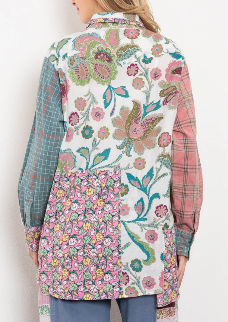 Patterns and Patchwork Multi-Colored Top