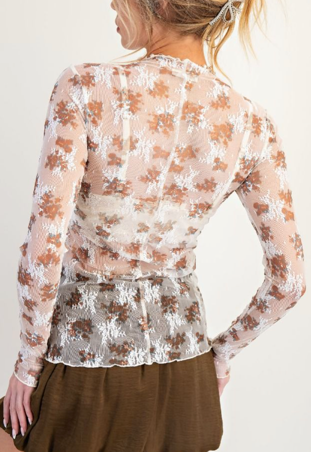 Falling For Floral Sheer Top