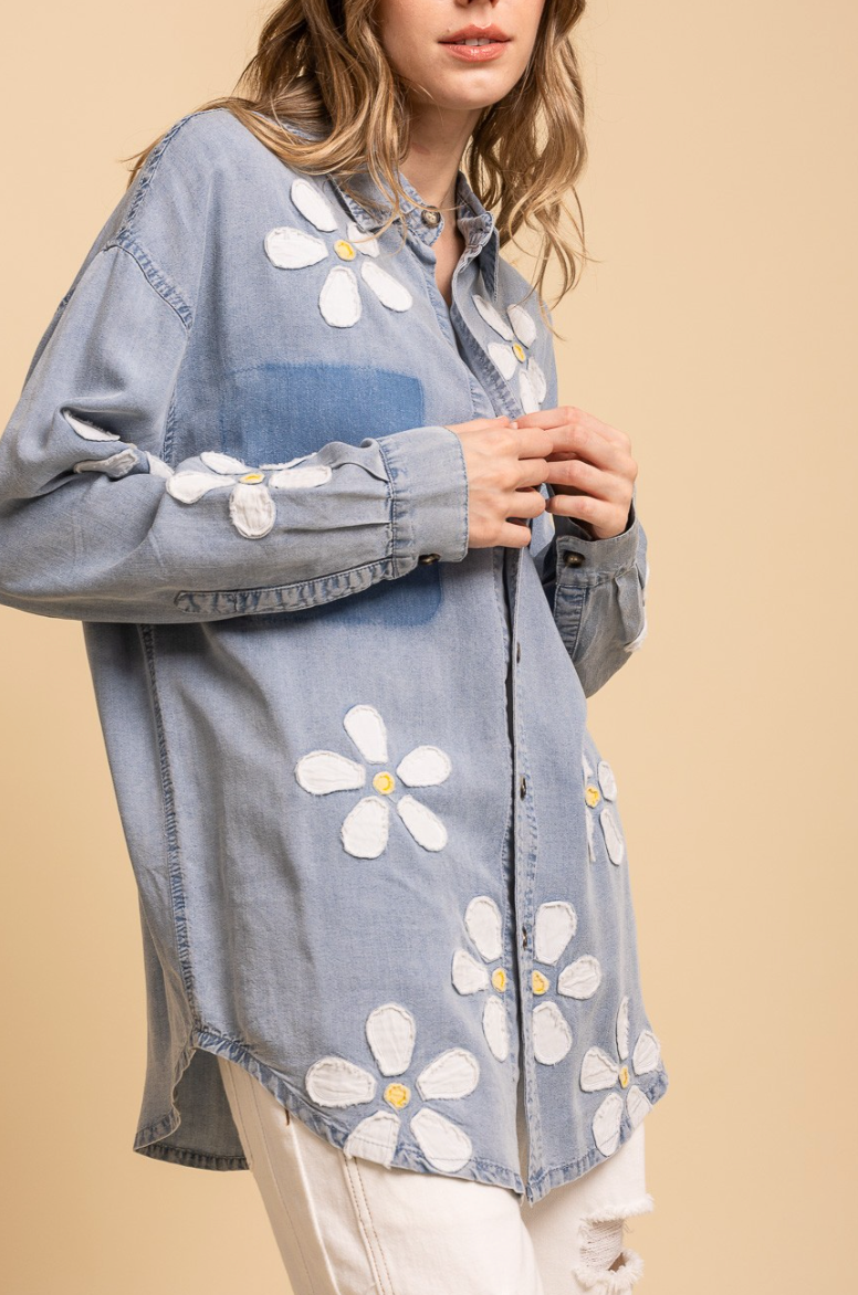 Denim and Daisies Button Down Top