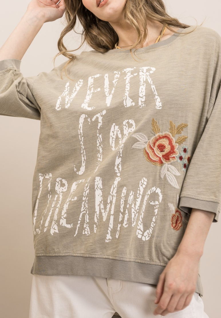 Never Stop Dreaming Tunic Top in Sage