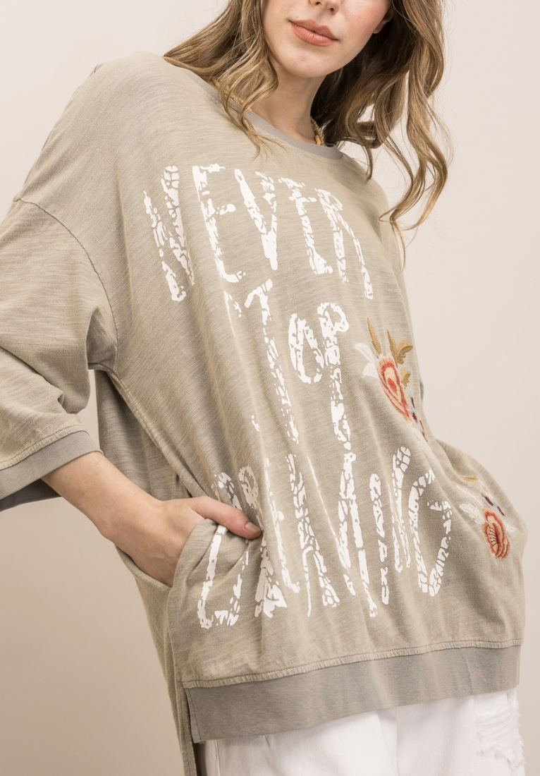 Never Stop Dreaming Tunic Top in Sage