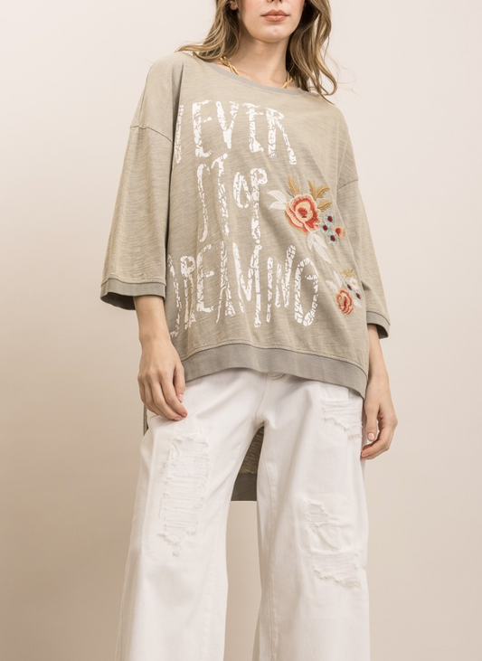 Never Stop Dreaming Tunic Top in Sage