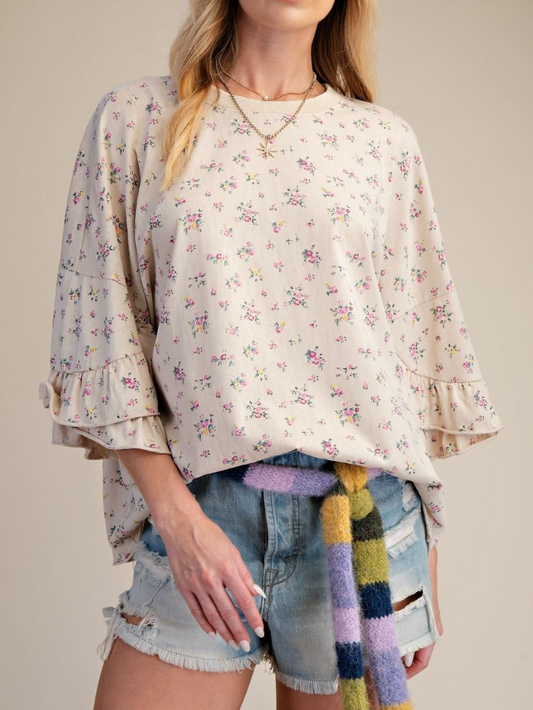 Floral Fields Top in Tan