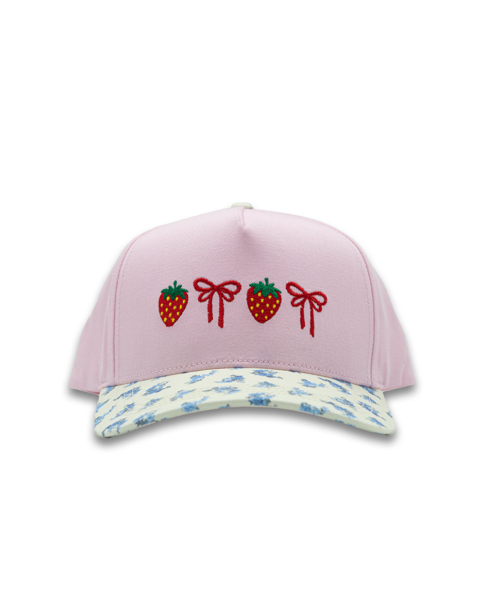 Strawberries and Bows Floral Cap