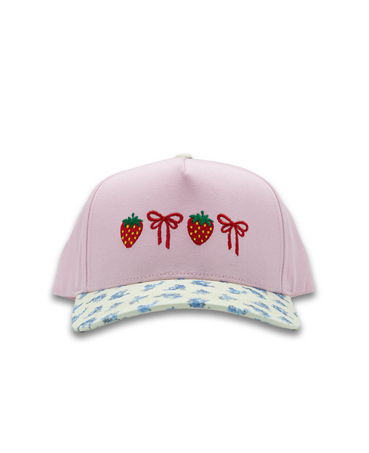 Strawberries and Bows Floral Cap