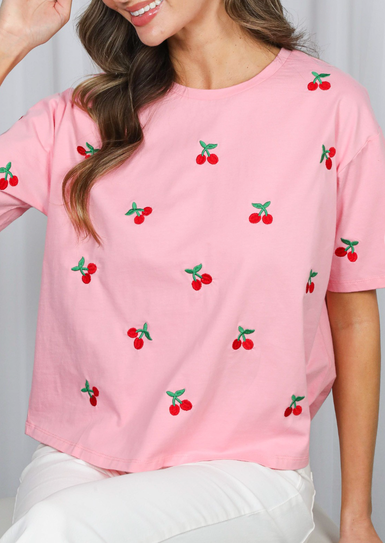 Cherry Good Day Top in Pink