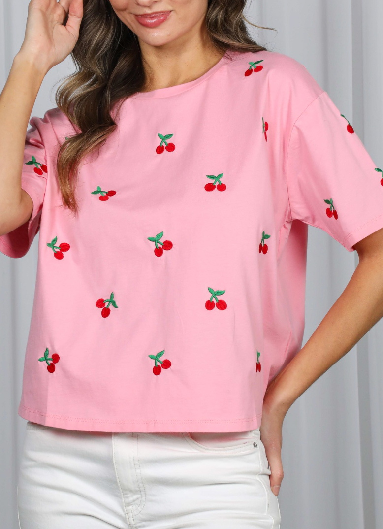Cherry Good Day Top in Pink