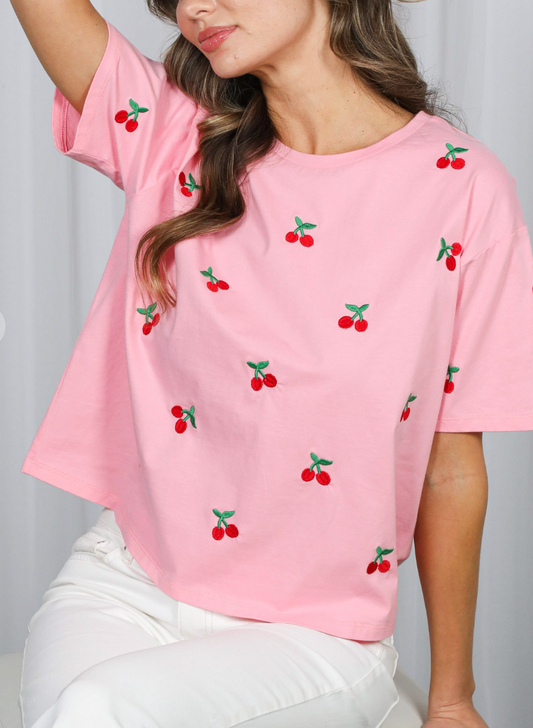 Cherry Good Day Top in Pink