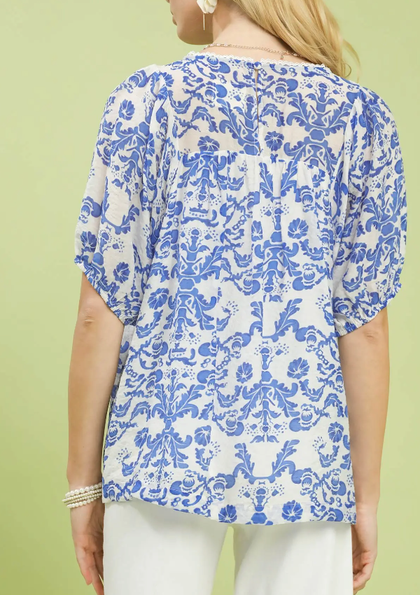 Beautiful in Blue Bold Print Top