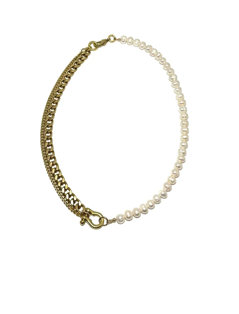 Rachel Nathan Shackle Duo Pearl Necklace