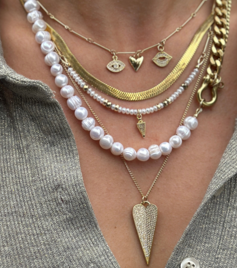 Rachel Nathan Shackle Duo Pearl Necklace