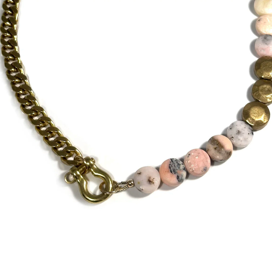 Rachel Nathan Shackle Pink Opal Necklace