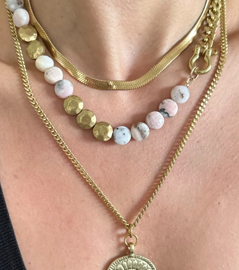 Rachel Nathan Shackle Pink Opal Necklace