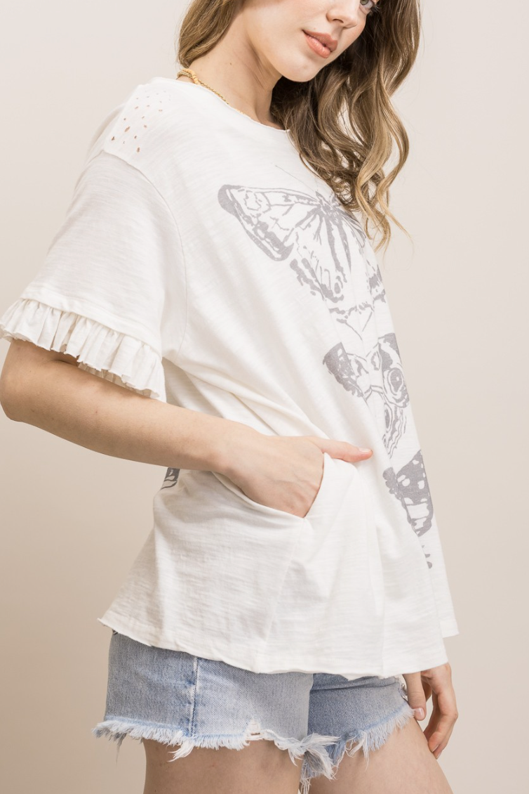Beauty in Butterflies Top in Off-White