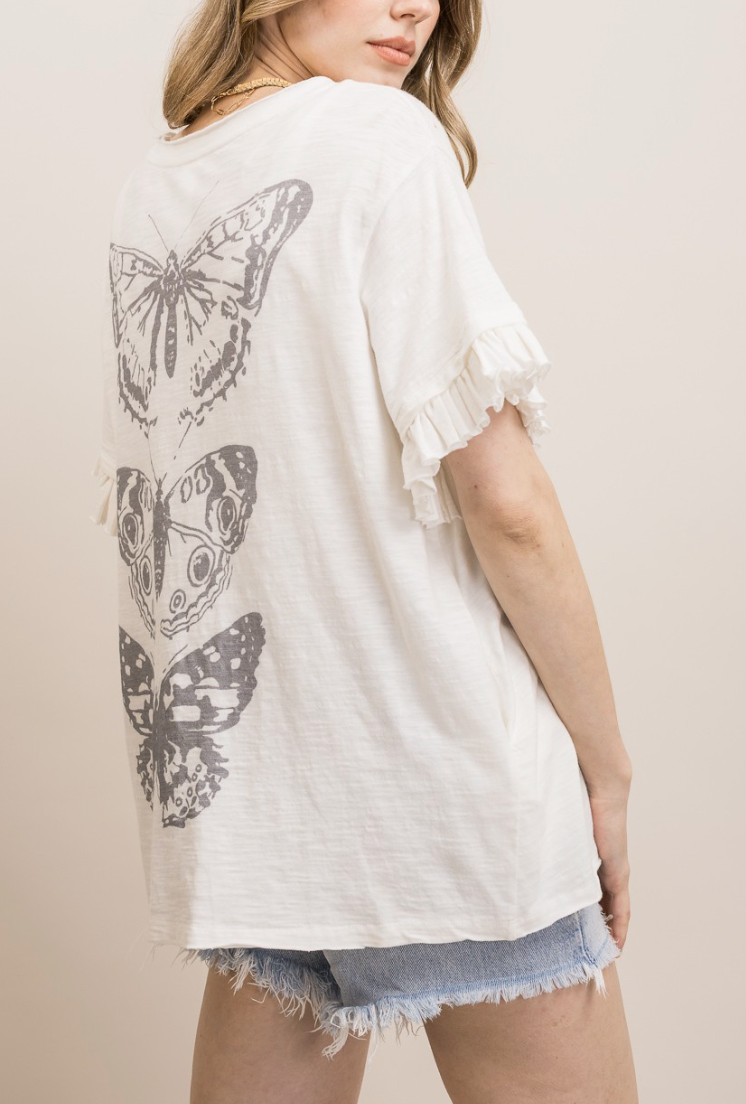 Beauty in Butterflies Top in Off-White
