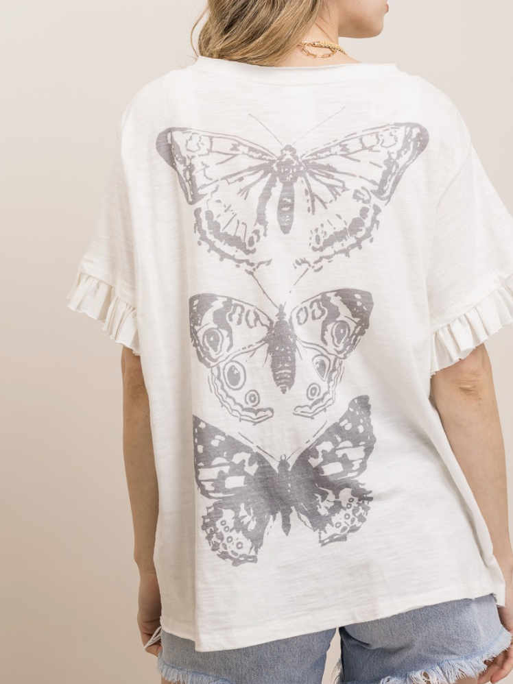 Beauty in Butterflies Top in Off-White