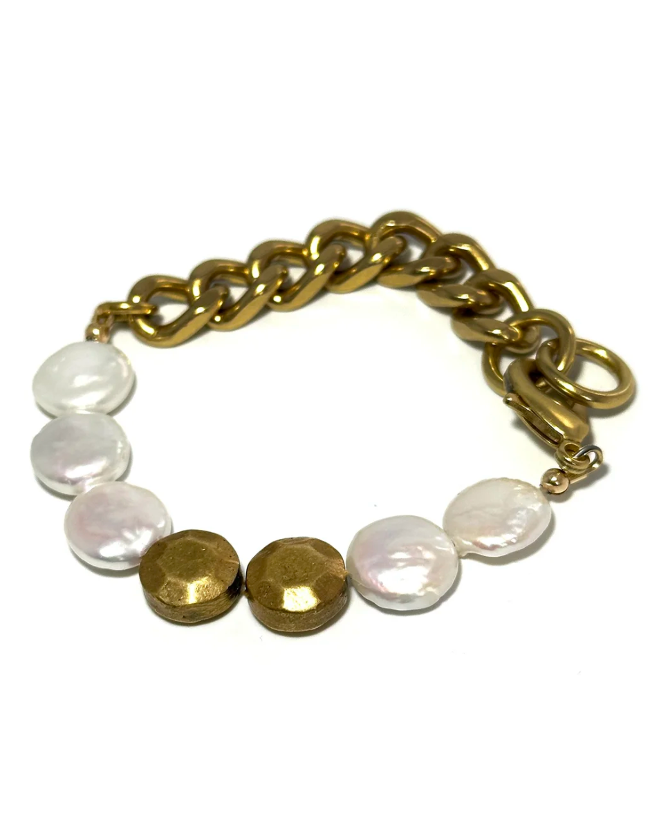 Rachel Nathan Remix Pearl Coin and Sand Dollar Bracelet