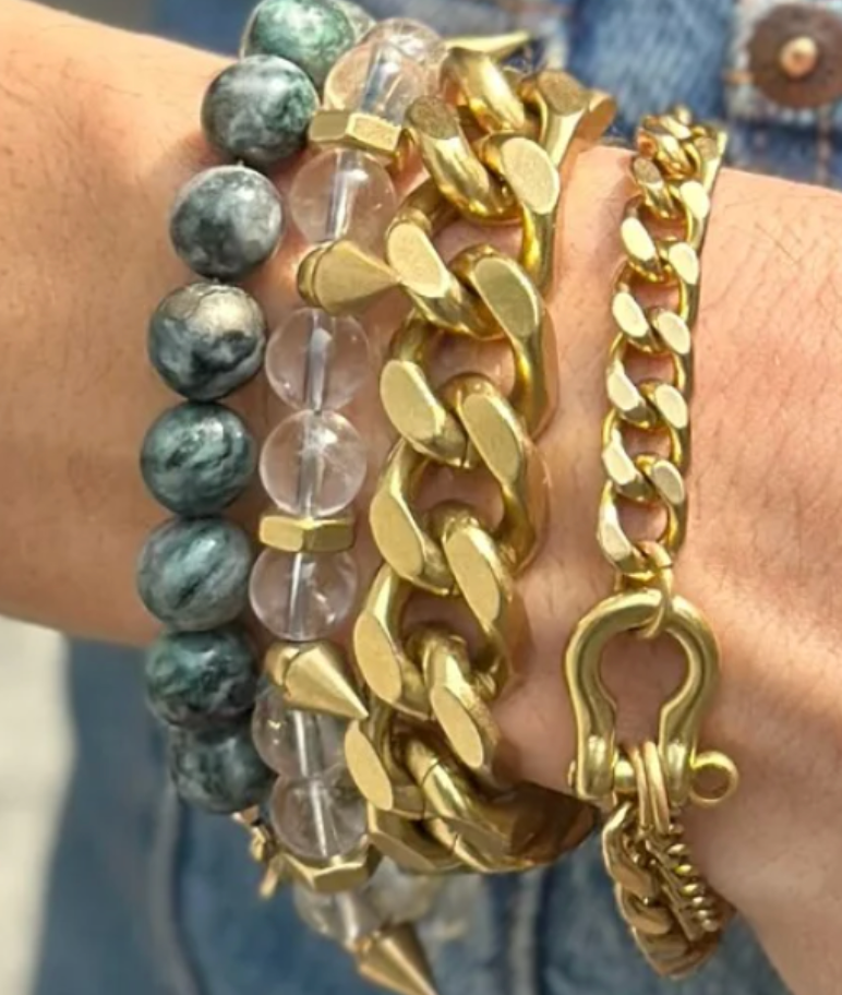 Rachel Nathan Brass Shackle Duo Bracelet