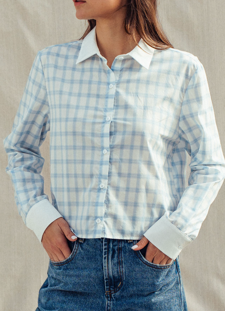 Fresh Look Blue Plaid Top