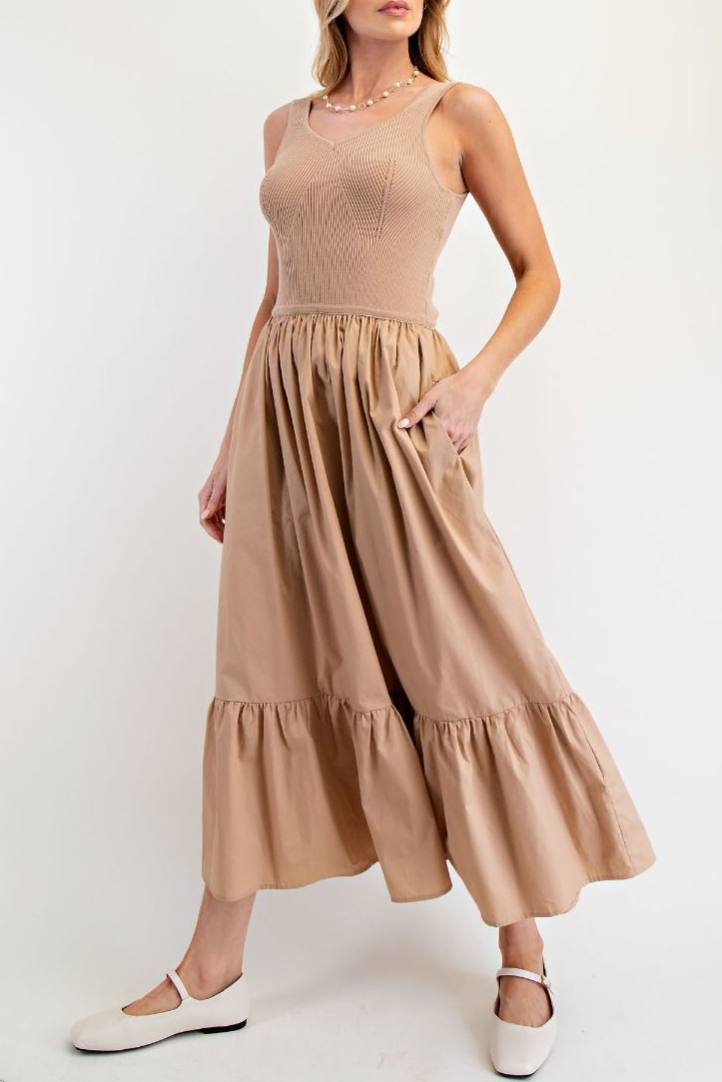 Playful Outing Dress in Latte
