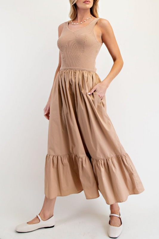 Playful Outing Dress in Latte