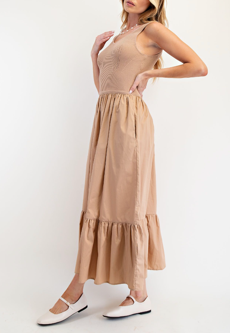 Playful Outing Dress in Latte