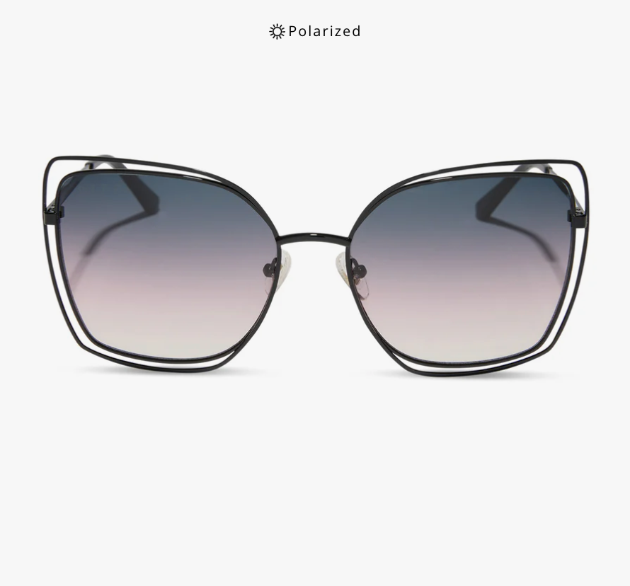 JACQUELINE Black Square Polarized Sunglasses DE01-0767-BKTIP